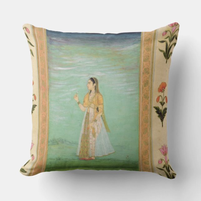 Lady holding a flower, from the Small Clive Album Throw Pillow (Front)