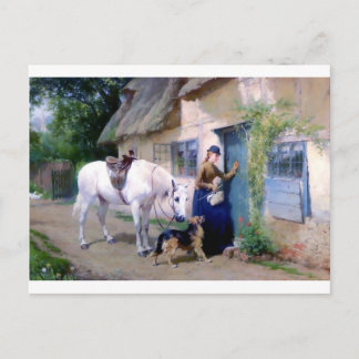 Lady Horse German Shepherd Cottage visitors Postcard
