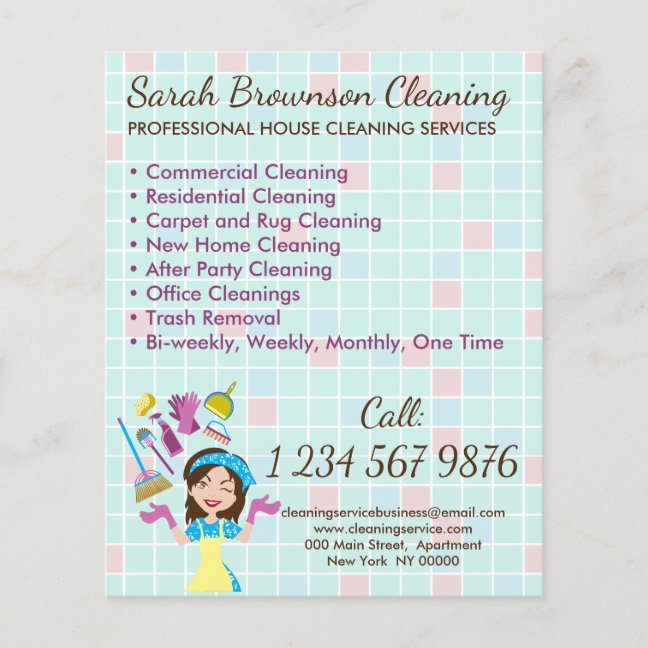 Lady House Keeper Maid Janitorial Cleaning Flyer