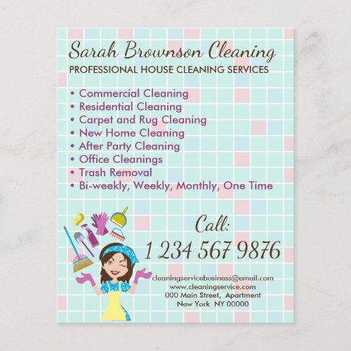 Lady House Keeper Maid Janitorial Cleaning Flyer