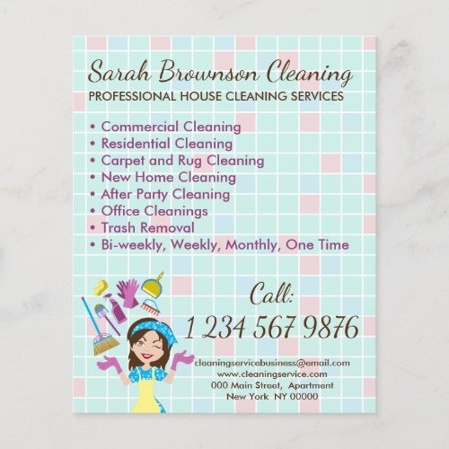 Lady House Keeper Maid Janitorial Cleaning Service Flyer