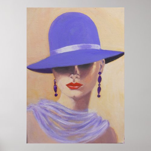 LADY IN A BLUE HAT POSTER