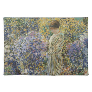 Lady in a Garden by Frederick Frieseke, Fine Art Cloth Placemat