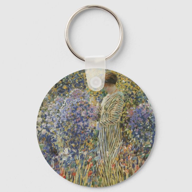 Lady in a Garden by Frederick Frieseke, Fine Art Keychain (Front)