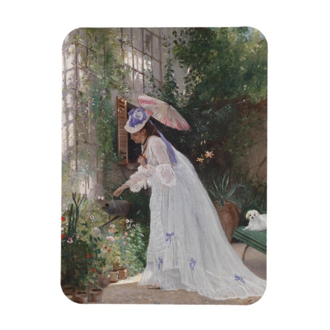 Lady in a Garden Caring For Her Flowers With Love Magnet (Vertical)