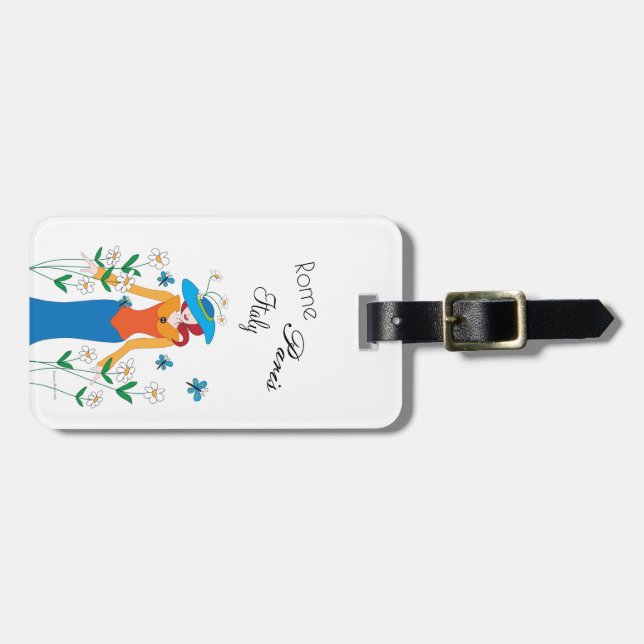 Lady in a Garden Luggage Tag (Front Horizontal)