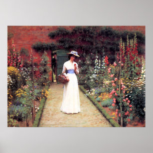 Lady in a Garden Poster