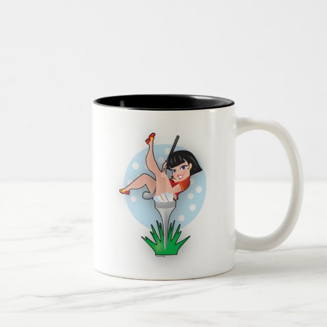 Lady in a Golf Tee Two-Tone Coffee Mug (Right)