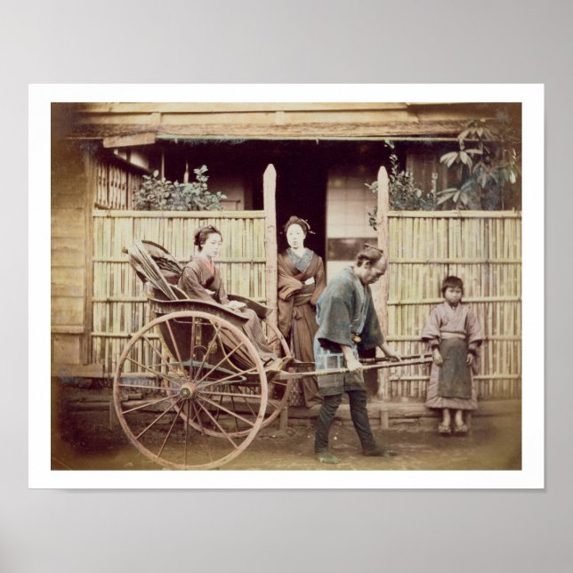 Lady in a rickshaw, c.1890s (coloured photo) poster (Front)