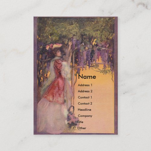 Lady in a Wisteria Garden Business Card Template