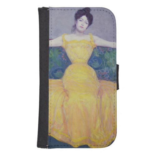 Lady in a Yellow Dress 1899 Wallet Phone Case For Samsung Galaxy S4