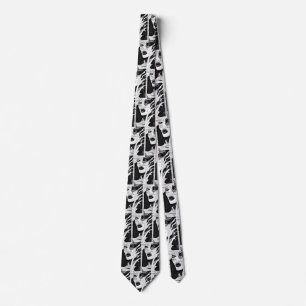 Lady in black and white neck tie