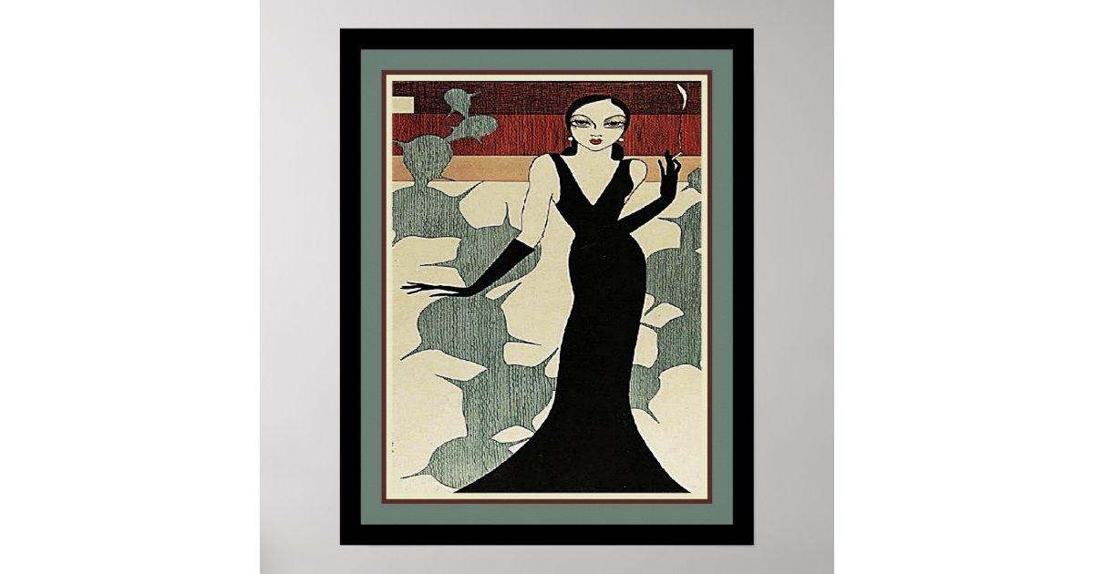 Lady in Black Dress ca. 1931 Art Deco Poster | Zazzle