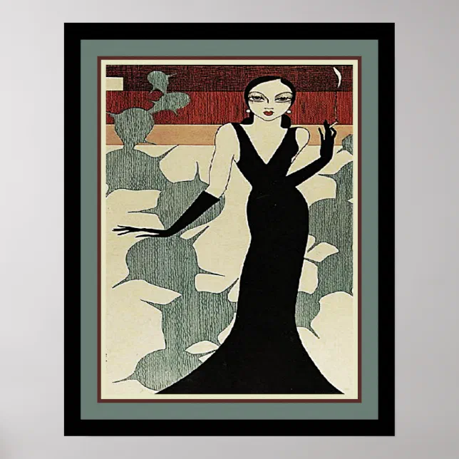 Lady in Black Dress ca. 1931 Art Deco Poster | Zazzle Lady in Black Dress ca. 1931 Art Deco Poster | Zazzle