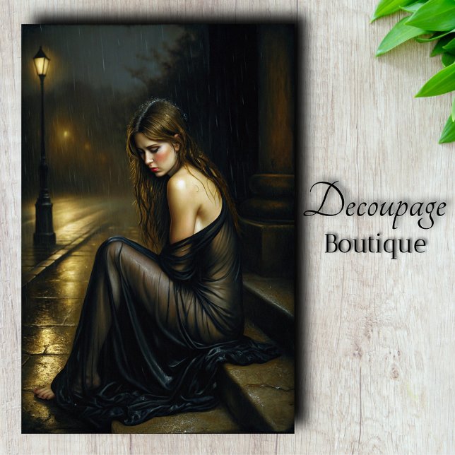Lady in Black Gothic Romance Decoupage Tissue Paper (Lady In Black Gothic Romance Decoupage Tissue Paper)