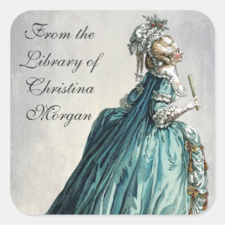 Lady in Blue Bookplate Sticker