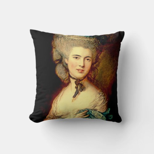 Lady in blue Georgian duchess Gainsborough Throw Pillow