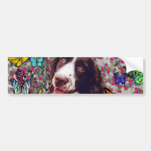 Lady in Butterflies  - Brittany Spaniel Dog Bumper Sticker