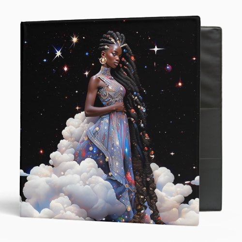 Lady In Clouds African American Art 3 Ring Binder