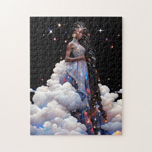 Lady In Clouds African American Art Jigsaw Puzzle