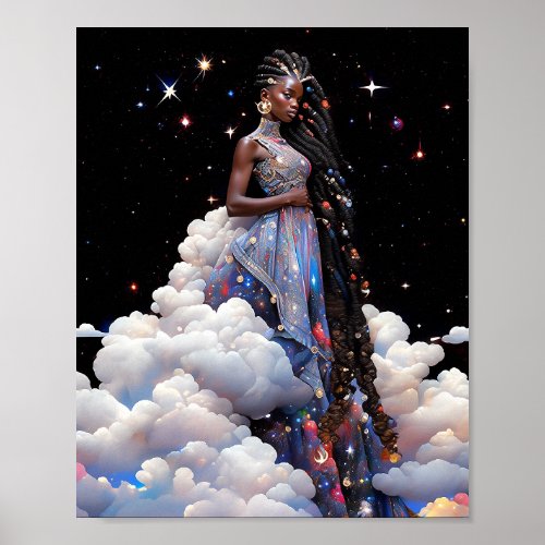 Lady In Clouds African American Art Poster