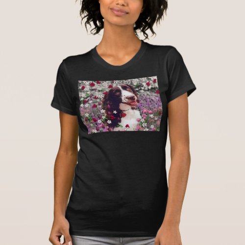 Lady in Flowers, Brittany Spaniel Puppy Dog T-Shirt