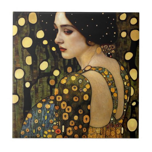 Lady in Gold  Photo Print Ceramic Tile
