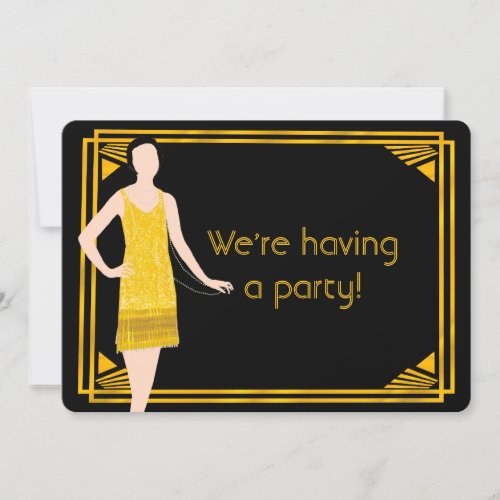 Lady in Gold Roaring 20s New Years Eve Party Invitation