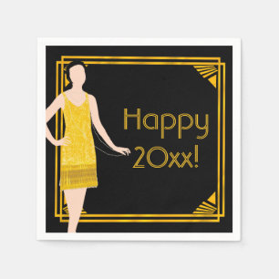 Lady in Gold Roaring 20s New Year's Eve Party Napkins
