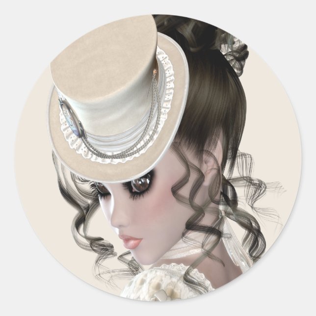 Lady In Lace Classic Round Sticker (Front)