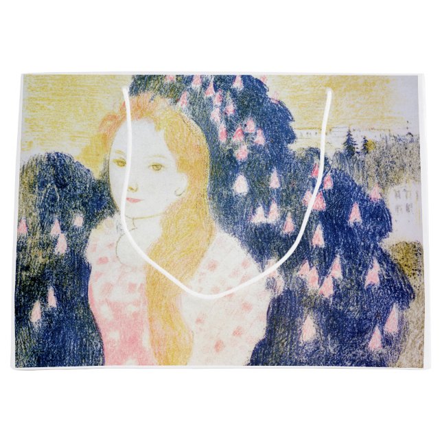 Lady in Pink Dress, Maurice Denis Large Gift Bag (Front)