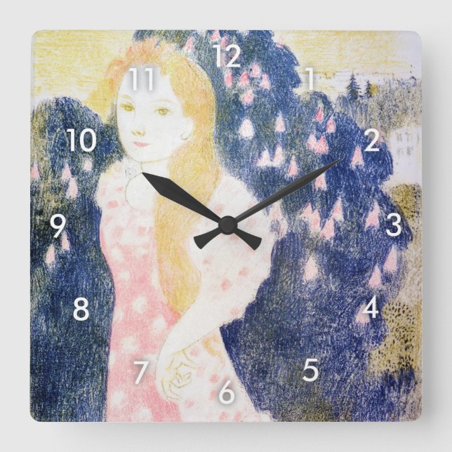 Lady in Pink Dress, Maurice Denis Square Wall Clock (Front)