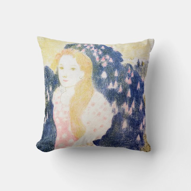 Lady in Pink Dress, Maurice Denis Throw Pillow (Front)