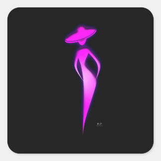 Lady In Pink Square Sticker