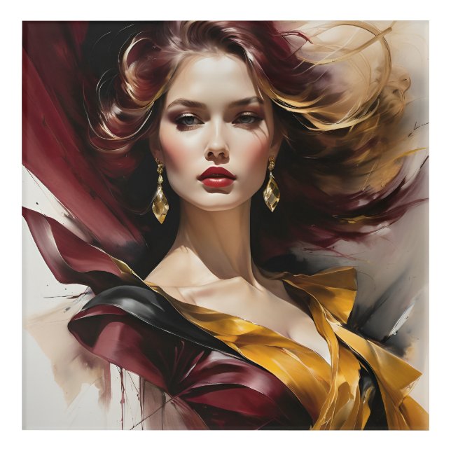 Lady in red 2 acrylic print (Front)