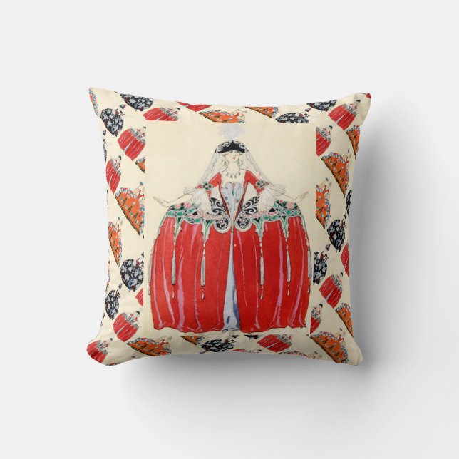 LADY IN RED ART DECO FASHION COSTUME DESIGNER THROW PILLOW (Front)