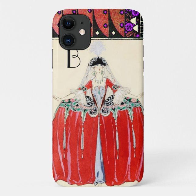 LADY IN RED,BEAUTY FASHION COSTUME DESIGN MONOGRAM Case-Mate iPhone CASE (Back)