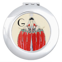 LADY IN RED ,BEAUTY FASHION MONOGRAM MIRROR FOR MAKEUP