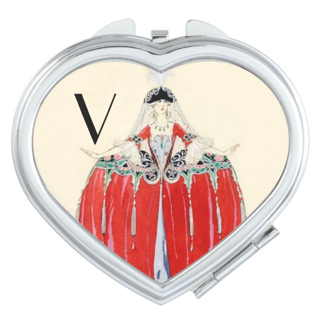 LADY IN RED ,BEAUTY FASHION MONOGRAM VANITY MIRROR (Front)