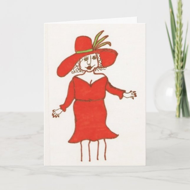 Lady In Red Birthday Card (Front)