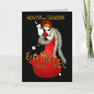 Lady in Red Dark Blank Card