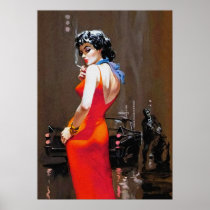 Lady In Red Dress Vintage Pulp Cover art