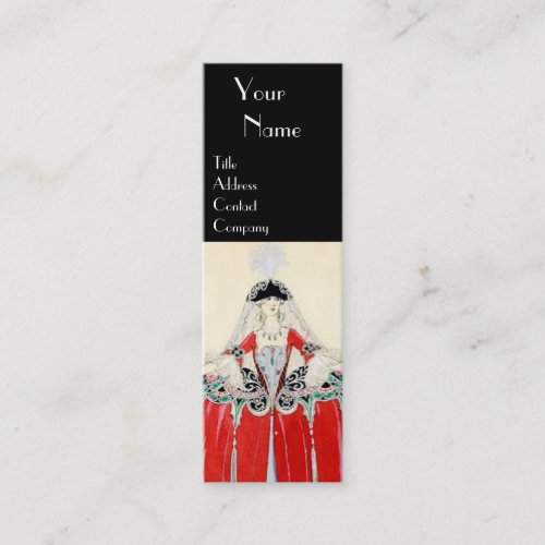 LADY IN RED FASHION COSTUME DESIGNER MAKEUP ARTIST MINI BUSINESS CARD