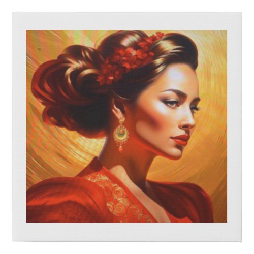 Lady in Red _ Faux Wrapped Canvas Print