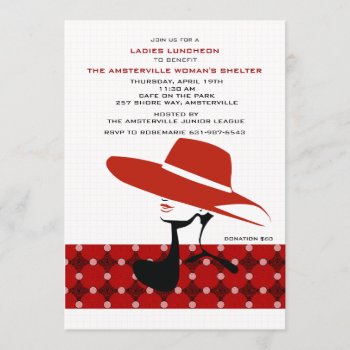 Lady In Red Hat Invitation by PixiePrints at Zazzle