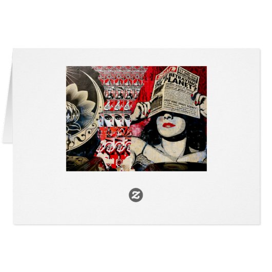 Lady in Red Lipstick Wall Graffiti Blank Card (Back Horizontal)