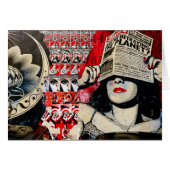 Lady in Red Lipstick Wall Graffiti Blank Card (Front Horizontal)