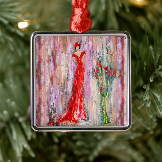 Lady in Red   Metal Ornament (Tree)