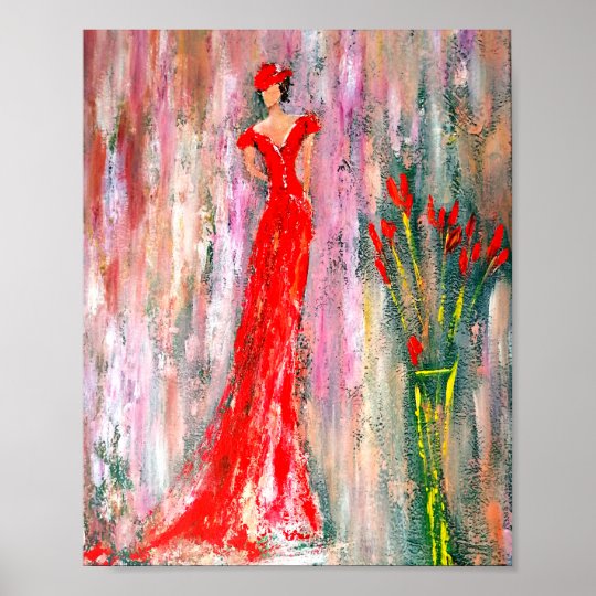 Lady in red poster | Zazzle.com