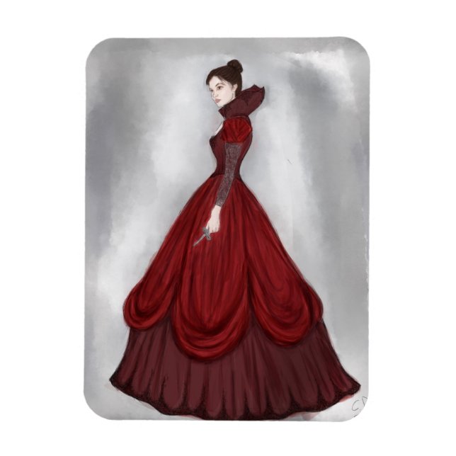 Lady In Red Poster bigger Postcard Playing Cards N Magnet (Vertical)